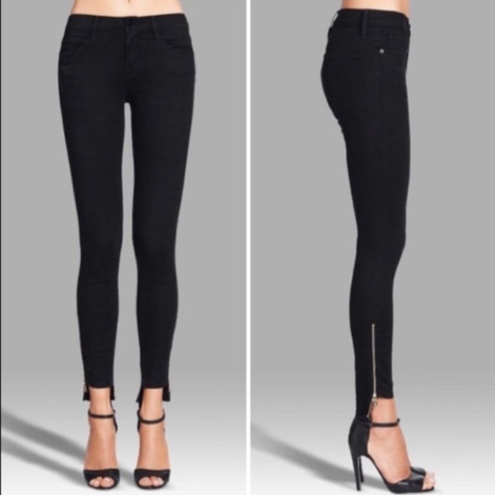 Frame Le Skinny De Jeanne Black Ankle Zip Jeans Size 29
